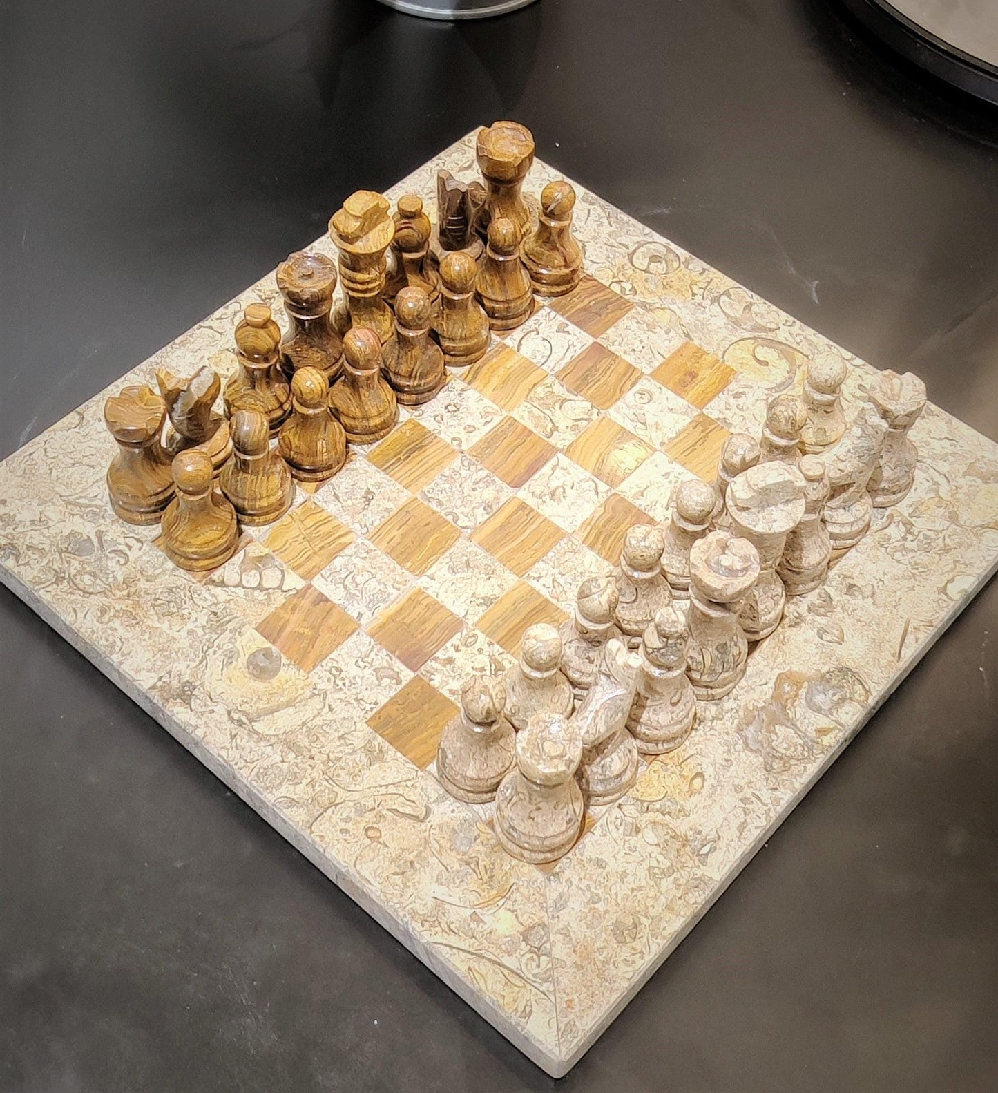 Chess | Chess Set | Marble Chess Set | Marble Chess | 8x8 inch Red & Stone | Handmade Chess Set | Home Decor, Chess Gift | Chess Board GOFIRE OUTLET