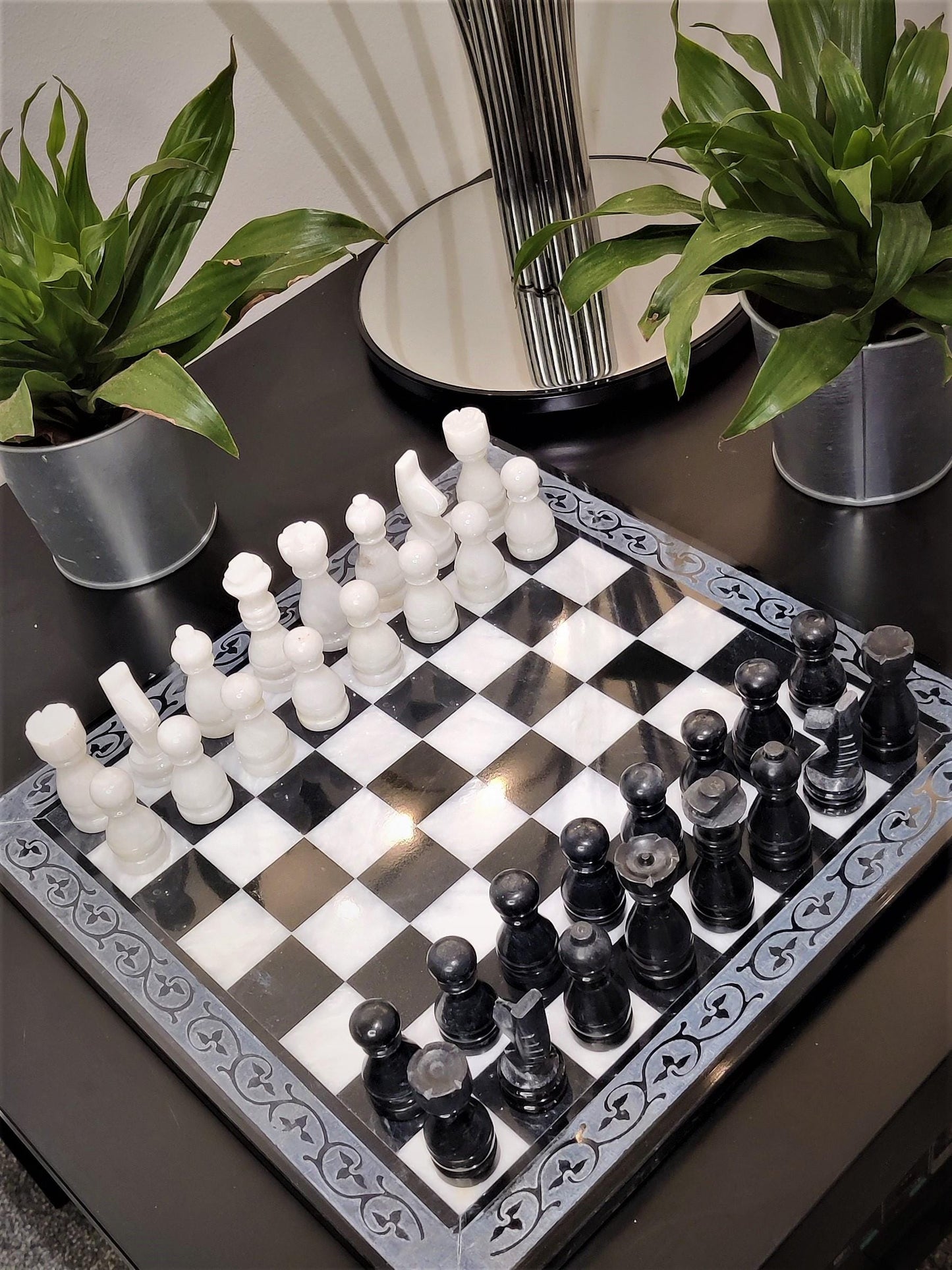 Marble Chess | Marble Chess Set | Stone Chess Set | Handmade Chess | Christmas Gift | Chess in White Black Carve Marble | Home Decor GOFIRE OUTLET