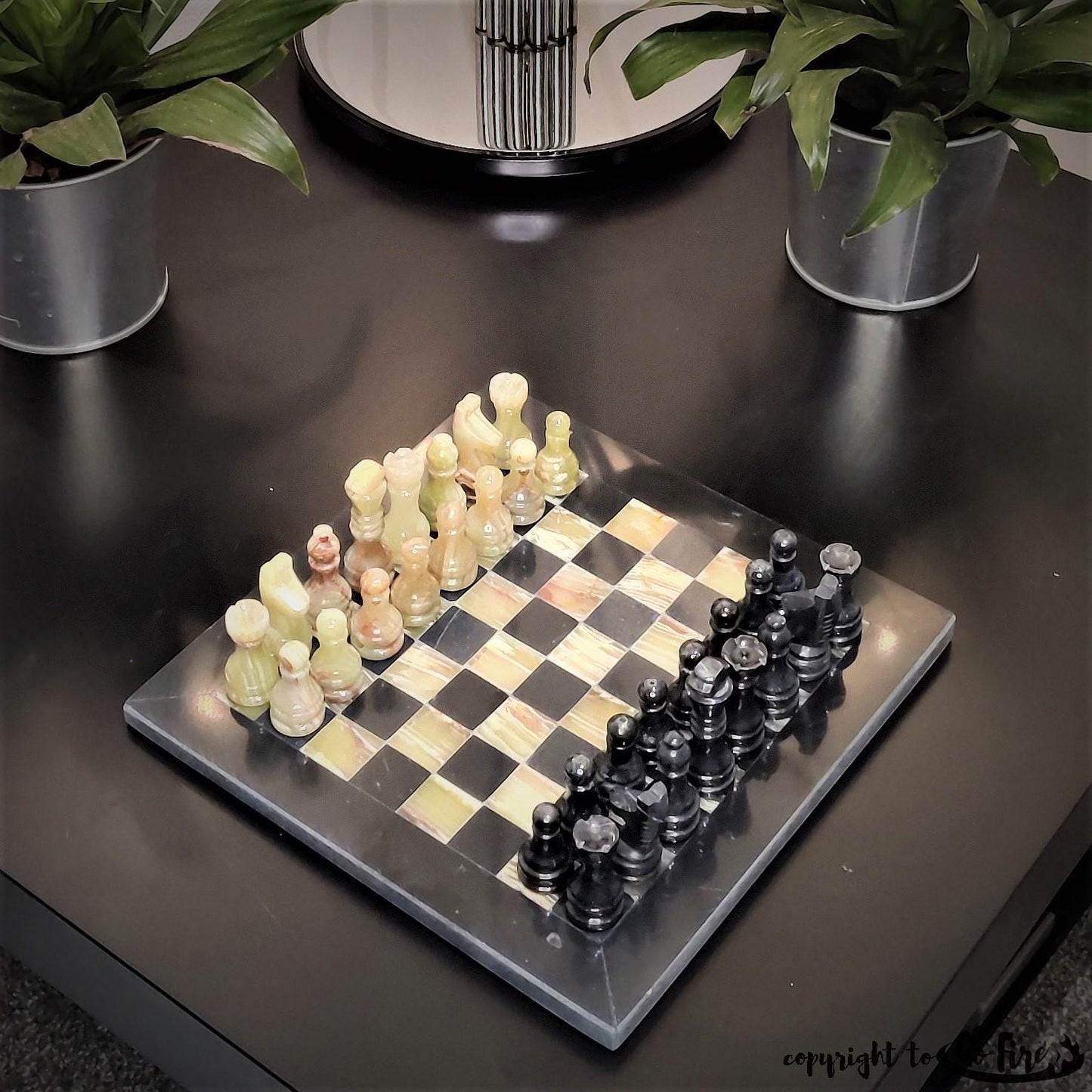 Chess | Chess Set | Marble Chess Set | Marble Chess |8x8 inch Black & Onyx | Handmade Chess Set | Home Decor, Chess Gift | Chess Board GOFIRE OUTLET