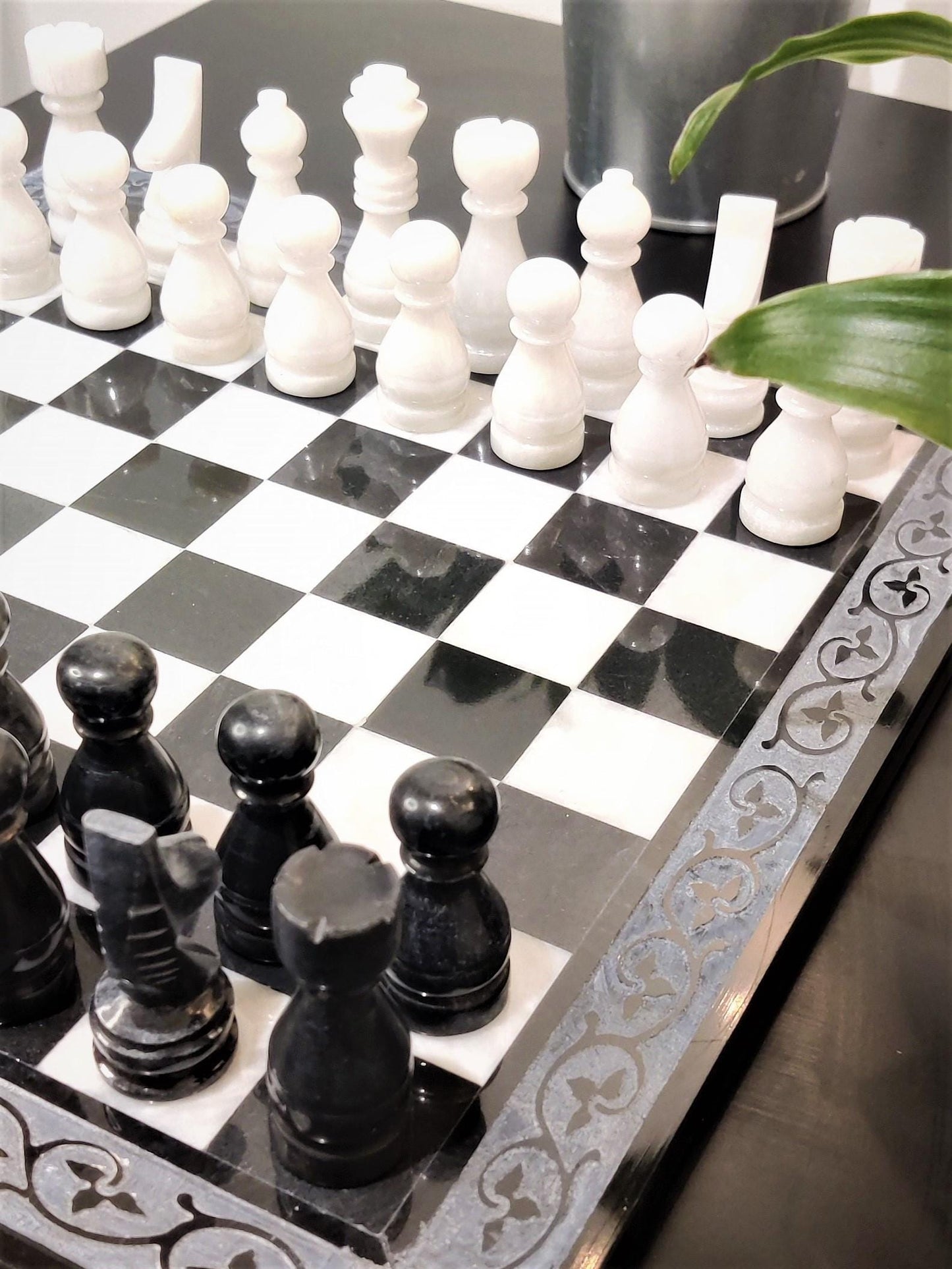 Marble Chess | Marble Chess Set | Stone Chess Set | Handmade Chess | Christmas Gift | Chess in White Black Carve Marble | Home Decor GOFIRE OUTLET