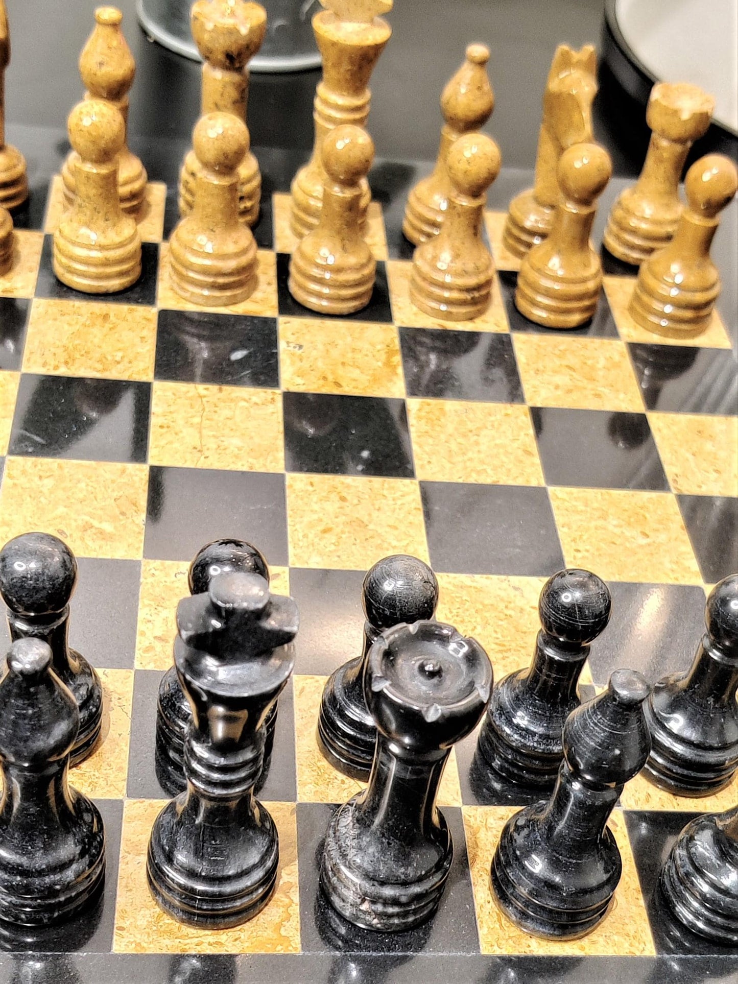 Chess | Marble Chess | Marble Chess Set | Chess Set | Gifts for Him | Christmas Gifts | Chess in Black & Golden Marble | Home Decor GOFIRE OUTLET