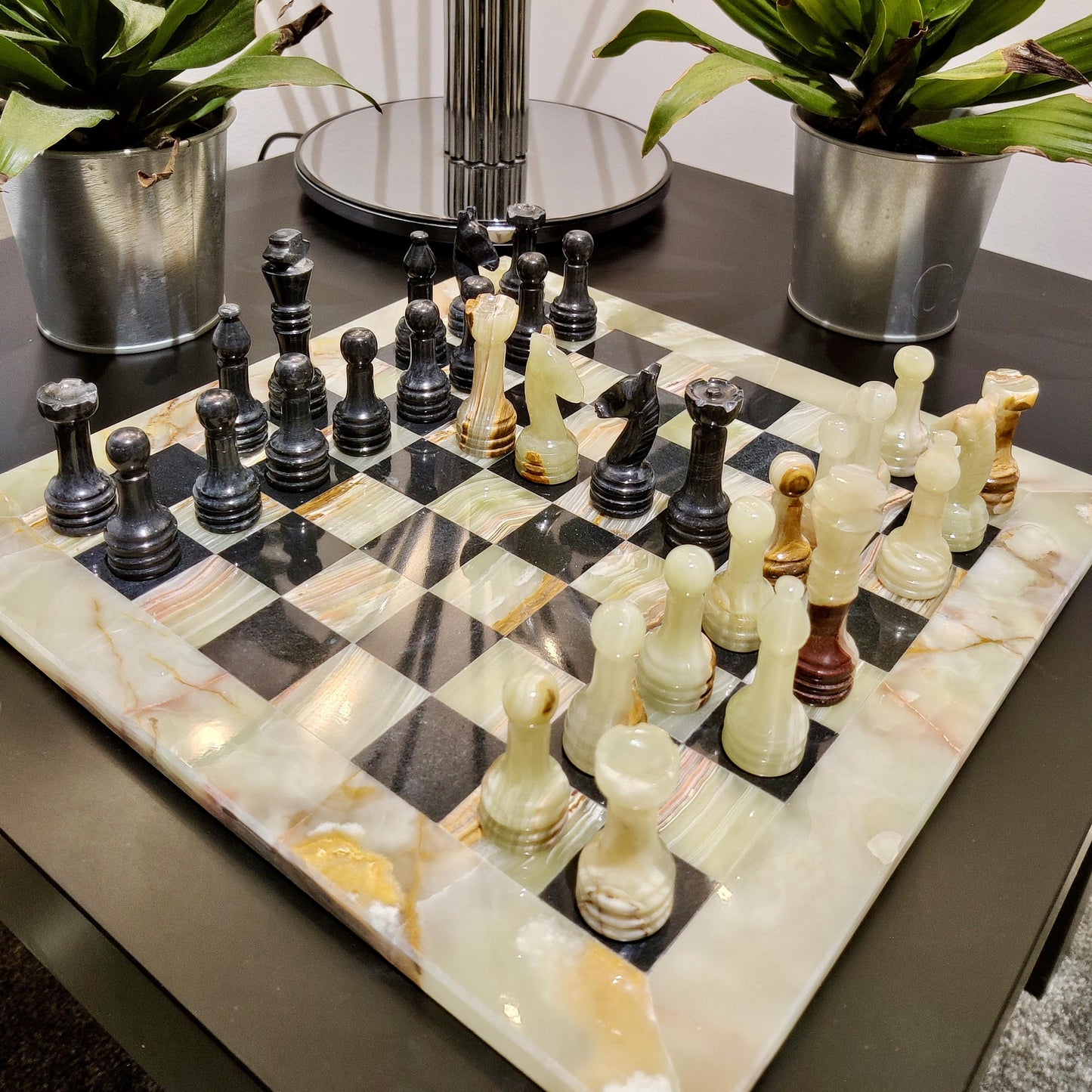 Chess | Marble Chess | Marble Chess Set | Chess Set | Gifts for Him | Christmas Gifts | Onyx & Black Marble | Home Decor | Handmade Chess GOFIRE OUTLET