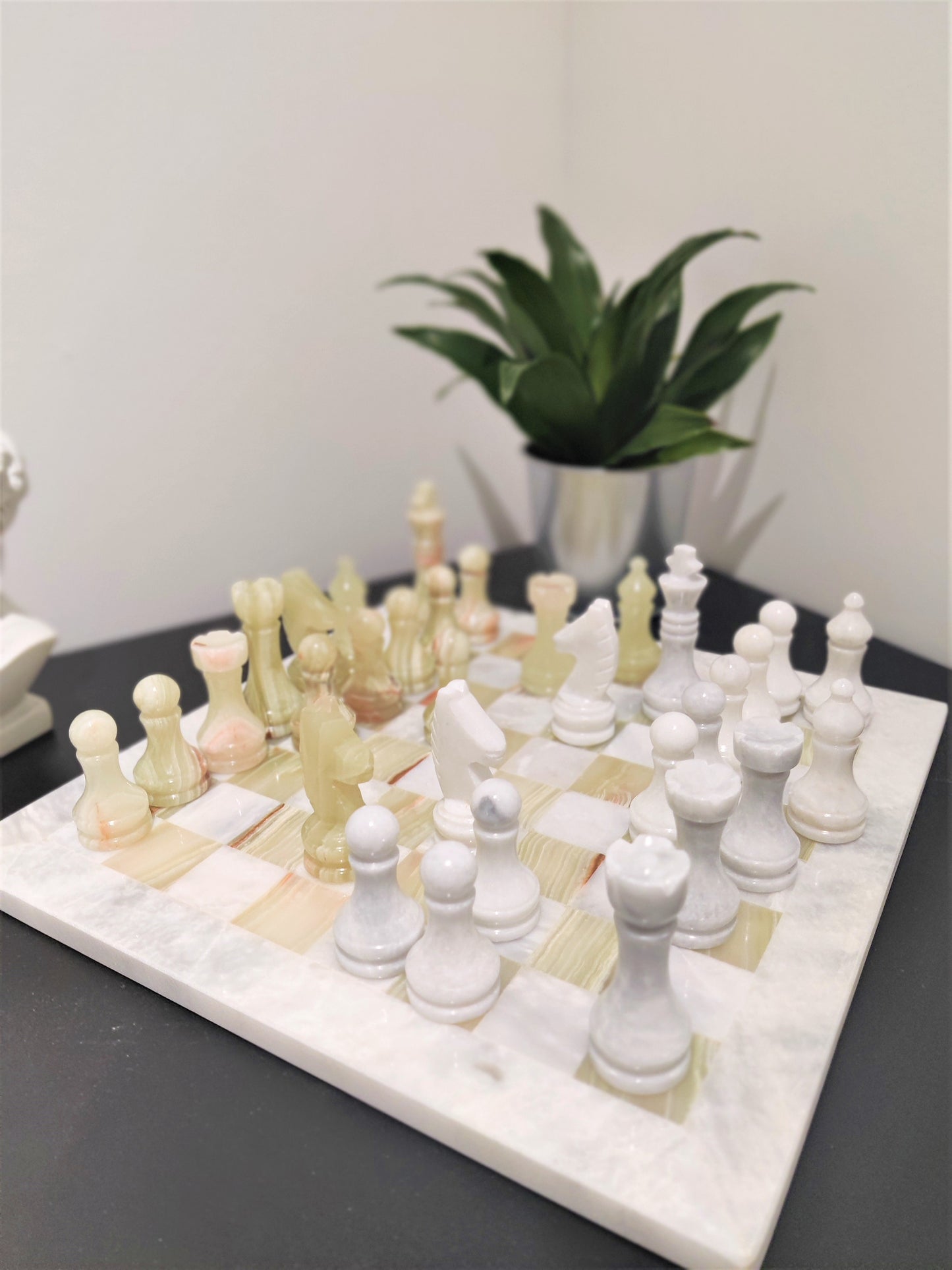 Handmade Chess Set | Marble Chess Set | Chess | Gifts for Him, Christmas Gifts, Chess in White & Green Onyx , Home Décor