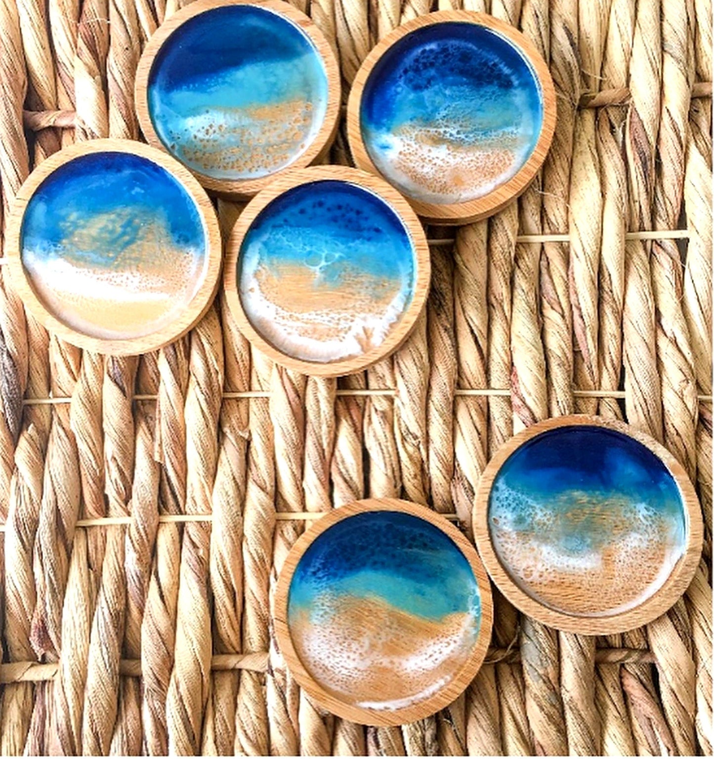 Resin Art Wood Coasters Sets, Resin Art in Bamboo, Cork, Acacia Wood Coasters For Wedding Gifts, Birthday Gifts, Table Décor, Personalized GOFIRE OUTLET