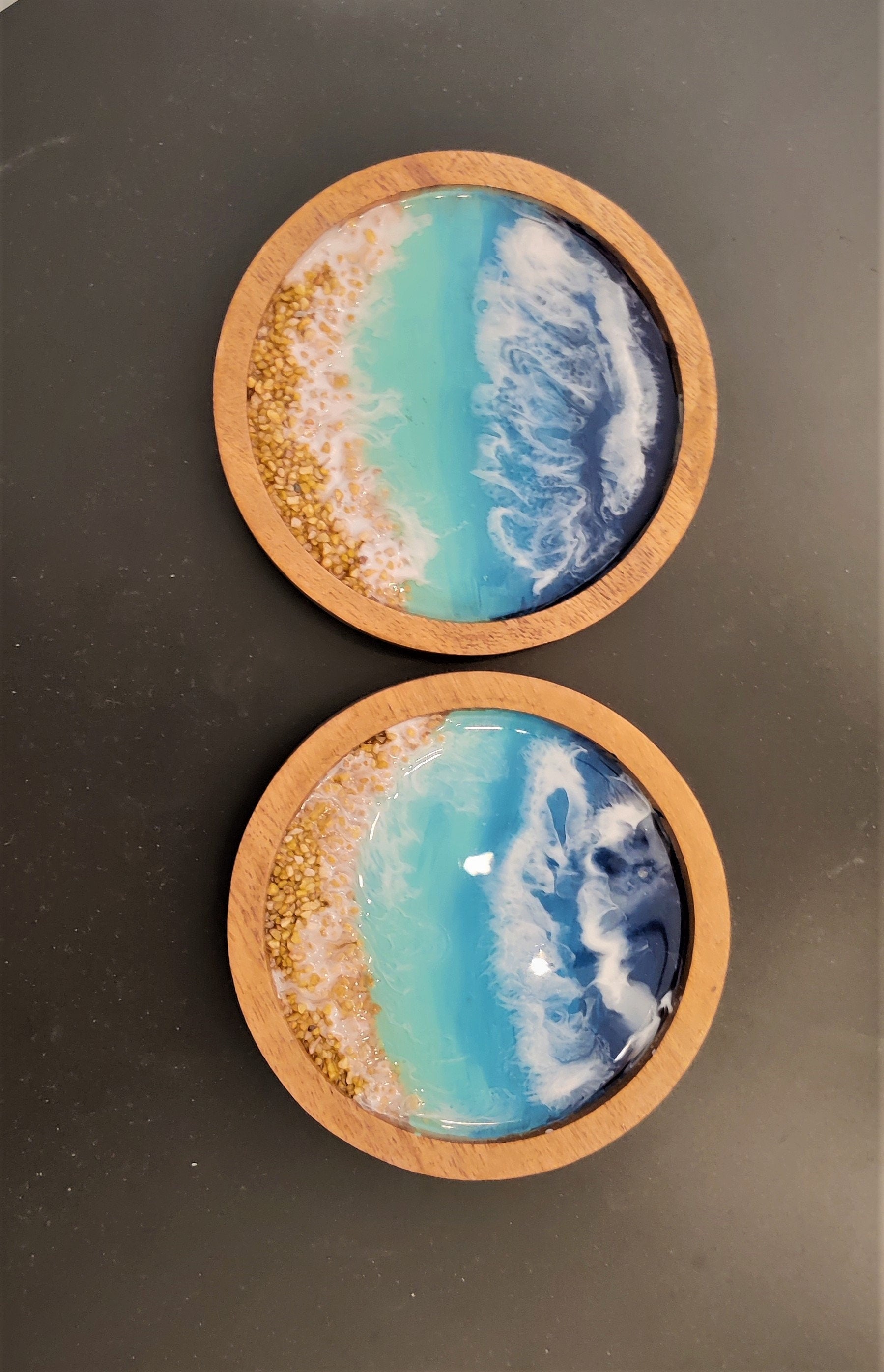 Resin Art Wood Coasters Sets, Resin Art in Bamboo, Cork, Acacia Wood Coasters For Wedding Gifts, Birthday Gifts, Table Décor, Personalized GOFIRE OUTLET
