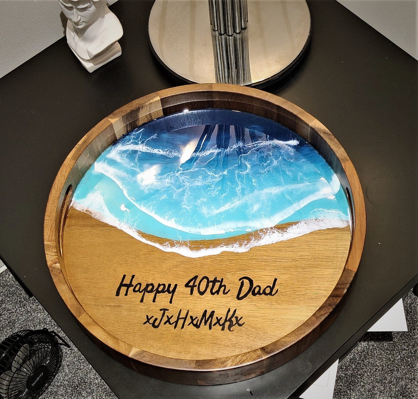 Coastal Ocean Art Resin Art Wooden Tray, Resin Ocean Art, Mango Wood Tray, Acacia Wood Tray For Gifts and Home Décor and Decoration GOFIRE OUTLET