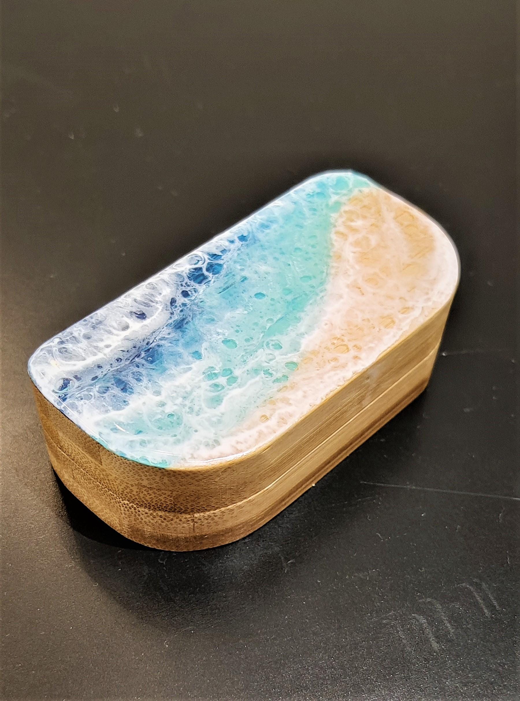 Personalized Ocean Resin Art Bamboo Pill Box | Bamboo Pill Box, Small Pill Box, Gift for Mum, Gift for Dad GOFIRE OUTLET