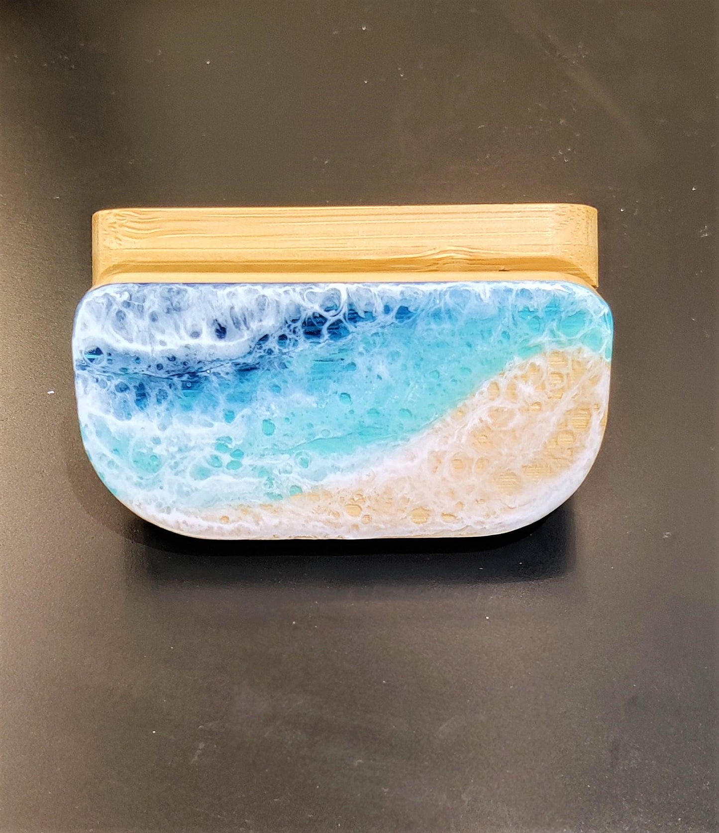 Personalized Ocean Resin Art Bamboo Pill Box | Bamboo Pill Box, Small Pill Box, Gift for Mum, Gift for Dad