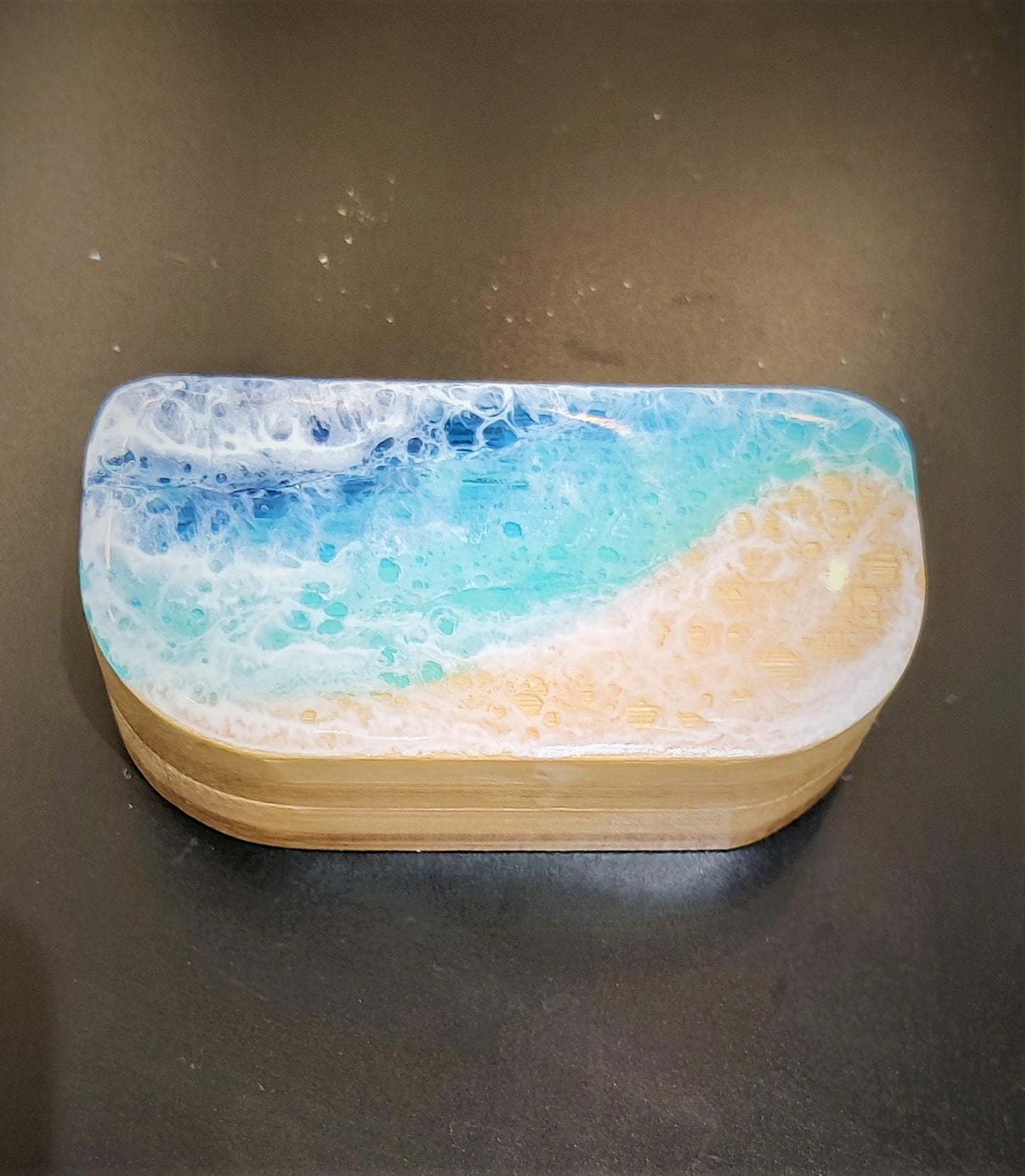 Personalized Ocean Resin Art Bamboo Pill Box | Bamboo Pill Box, Small Pill Box, Gift for Mum, Gift for Dad