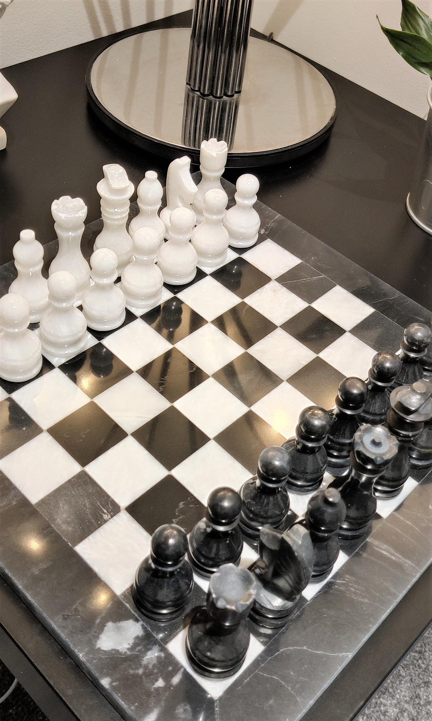 Marble Chess Set | Chess Board | Onyx Chess Set | Stone Chess | Gifts for Him | Christmas Gifts | Handmade in Black & White | Home Decor GOFIRE OUTLET