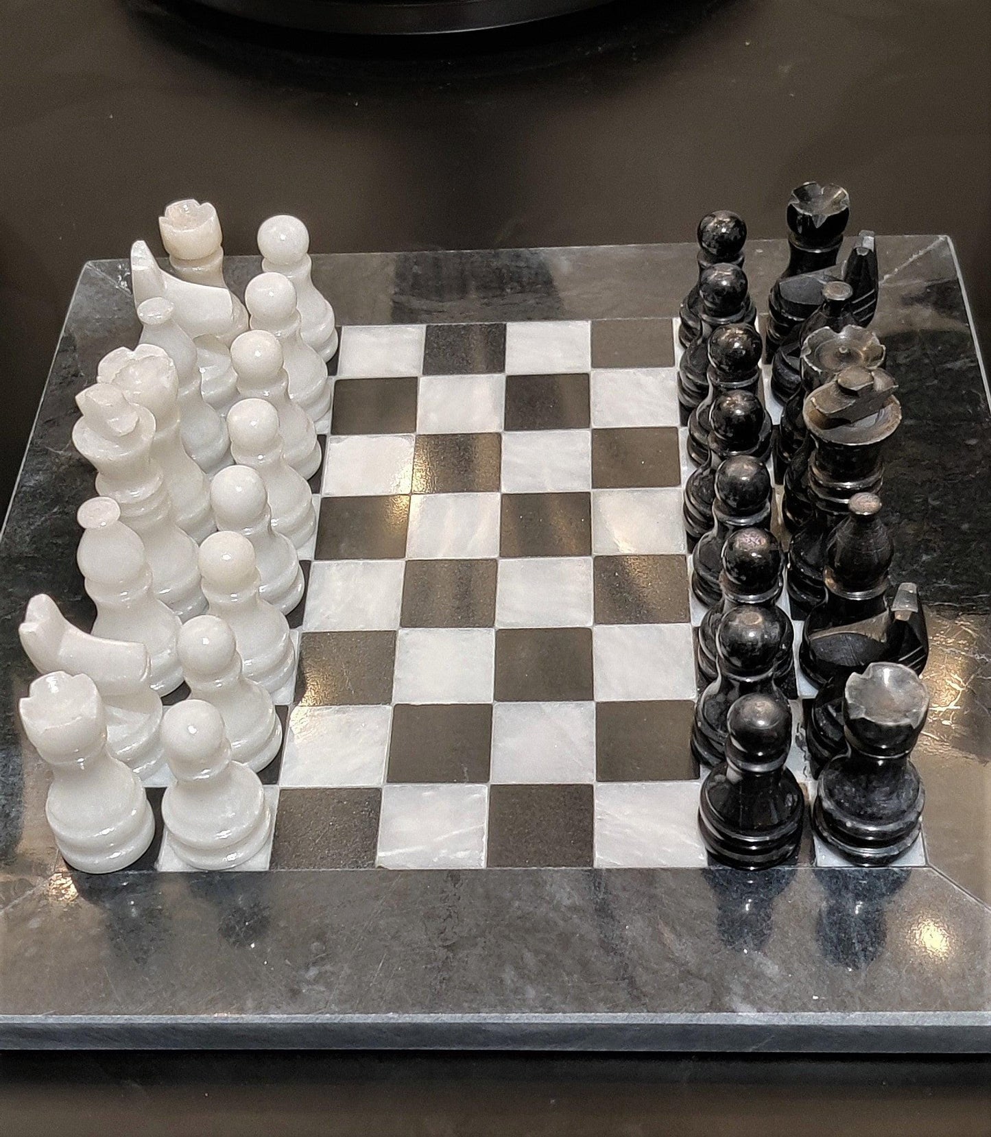 Chess Set |8x8 inch Black & White | Handmade Chess Set | Marble Chess Set | Bestselling Chess | Home Décor, Gift for dad, Coffee table Décor