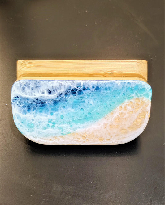 Personalized Ocean Resin Art Bamboo Pill Box | Bamboo Pill Box, Small Pill Box, Gift for Mum, Gift for Dad