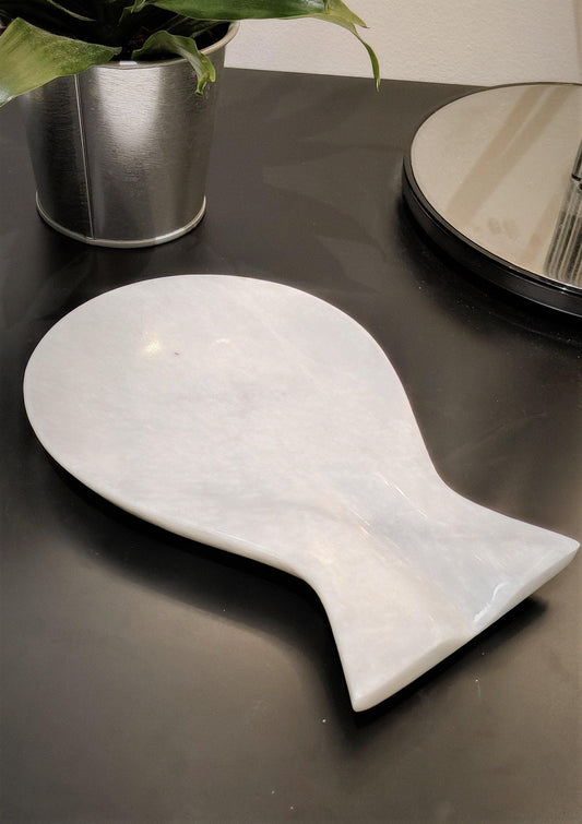 Marble Spoon Rest, Handmade Marble Black Spoon Ladle Utensil Rest, Kitchen Tool Holder (White), Gift For Home, Kitchen Décor, Kitchen My Store