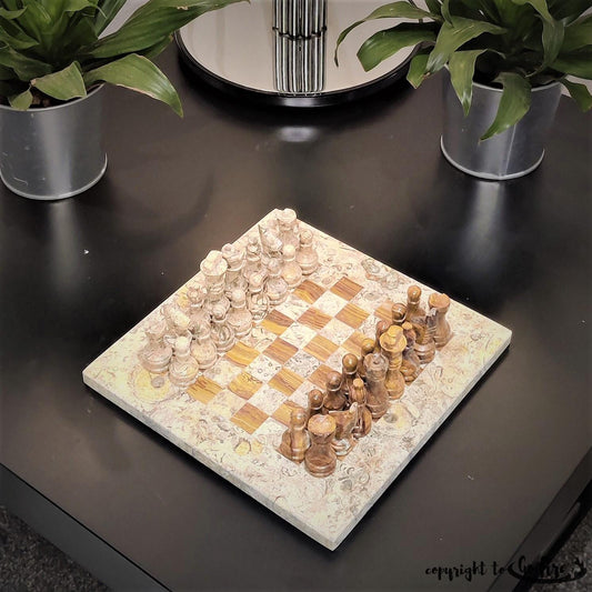Chess | Chess Set | Marble Chess Set | Marble Chess | 8x8 inch Red & Stone | Handmade Chess Set | Home Decor, Chess Gift | Chess Board GOFIRE OUTLET