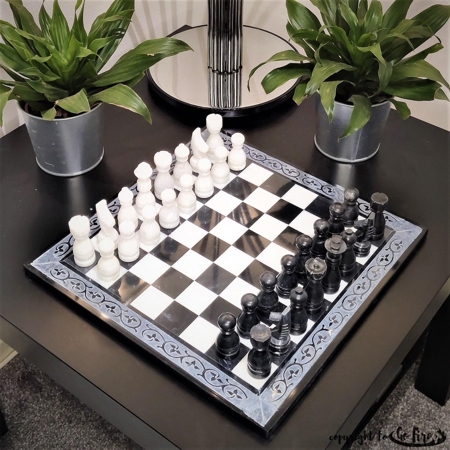 Marble Chess | Marble Chess Set | Stone Chess Set | Handmade Chess | Christmas Gift | Chess in White Black Carve Marble | Home Decor GOFIRE OUTLET