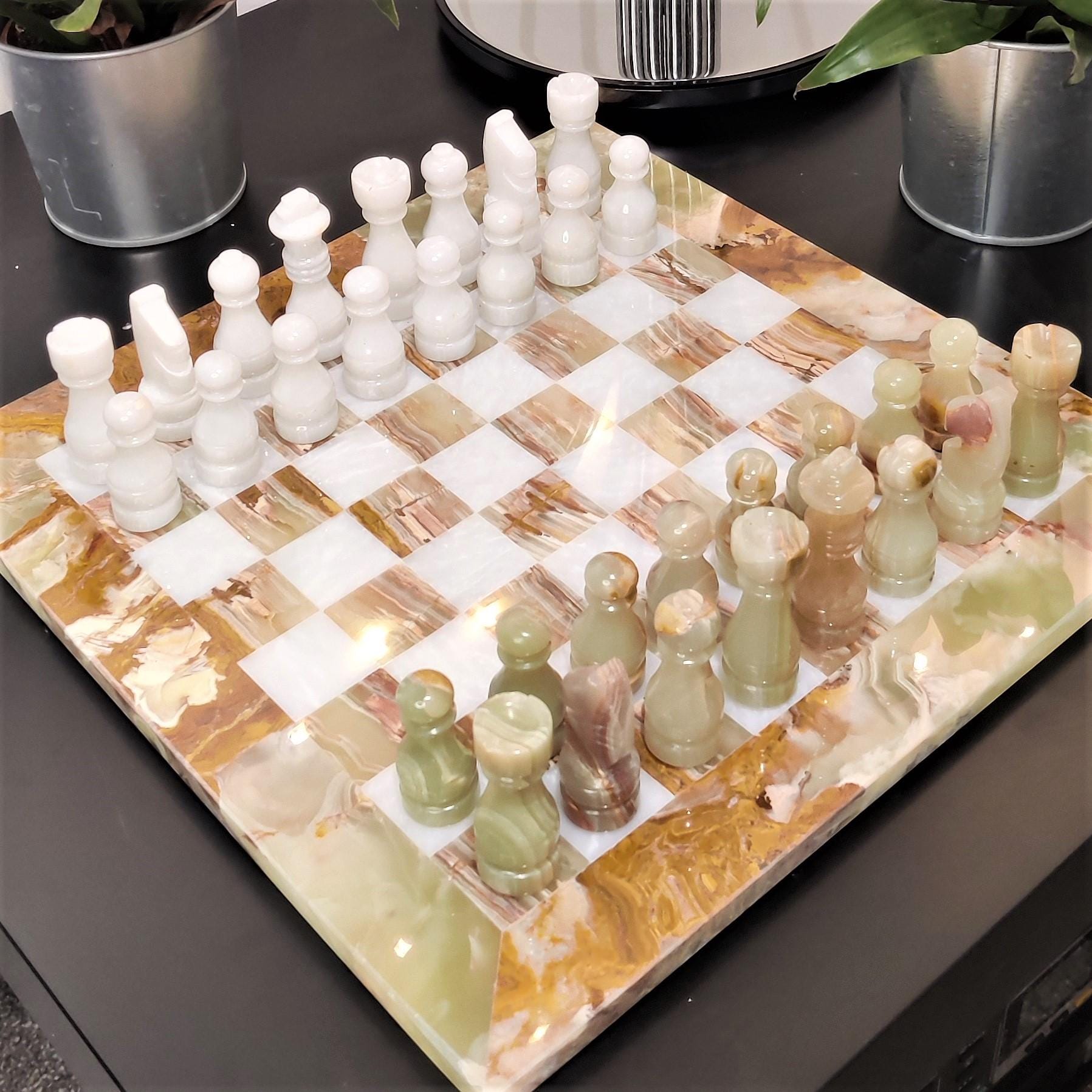 Chess | Chess Set | Marble Chess | Marble Chess Set | Gifts for Him | Christmas Gifts | Onyx & White Marble | Home Decor | Board Game GOFIRE OUTLET