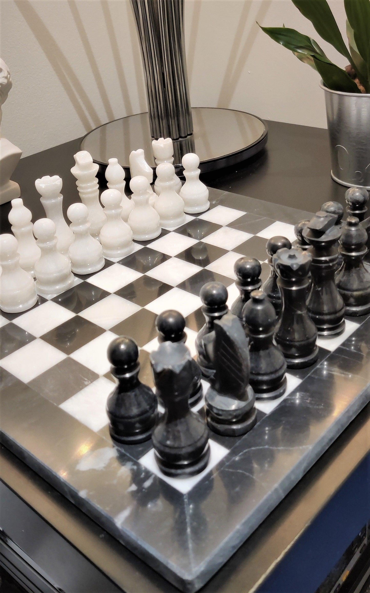 Marble Chess Set | Chess Board | Onyx Chess Set | Stone Chess | Gifts for Him | Christmas Gifts | Handmade in Black & White | Home Decor GOFIRE OUTLET