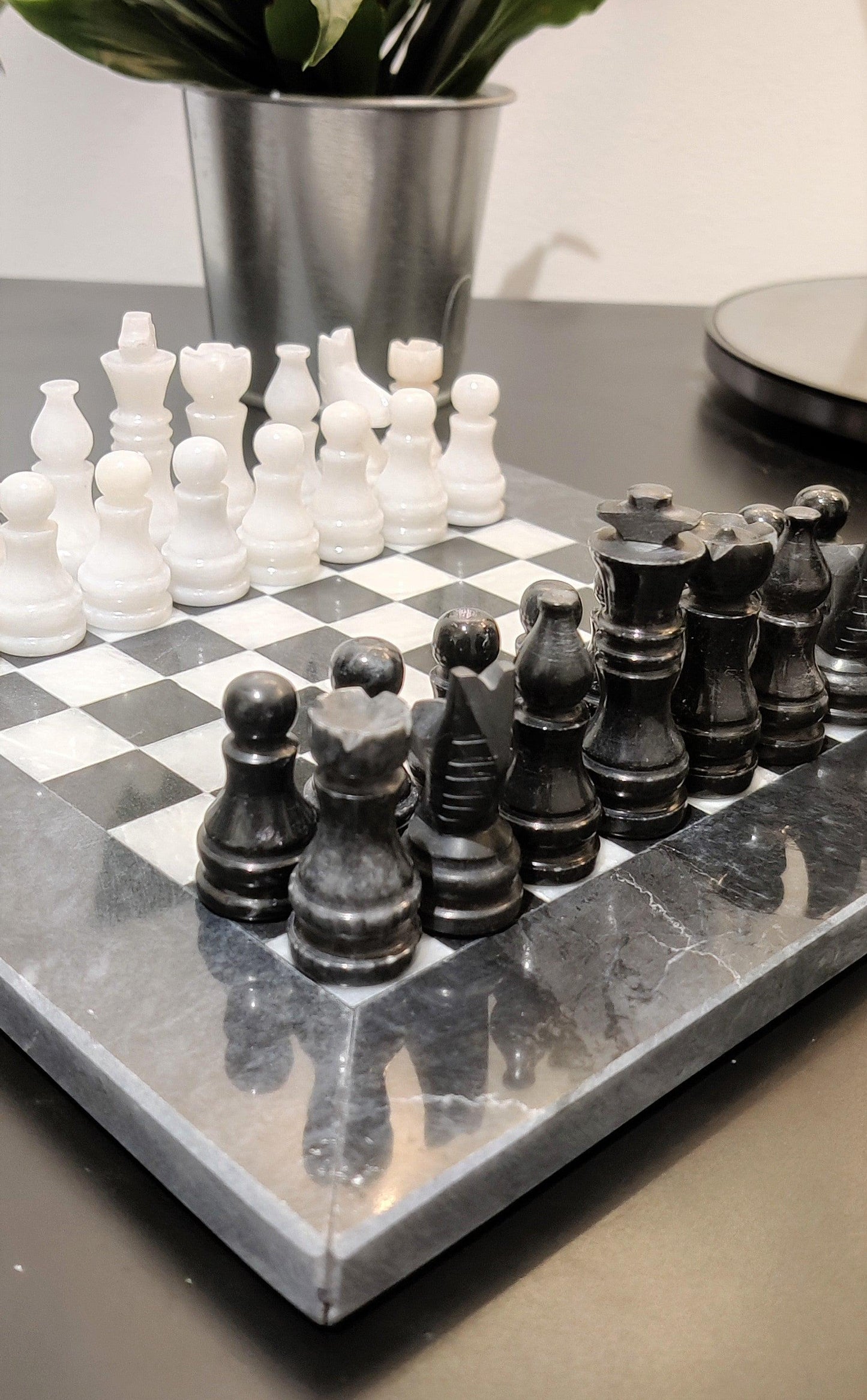 Chess | Chess Set | Marble Chess | Marble Chess Set |8x8 inch Black & White | Handmade Chess Set | Home Decor, Chess Gift | Chess Board GOFIRE OUTLET