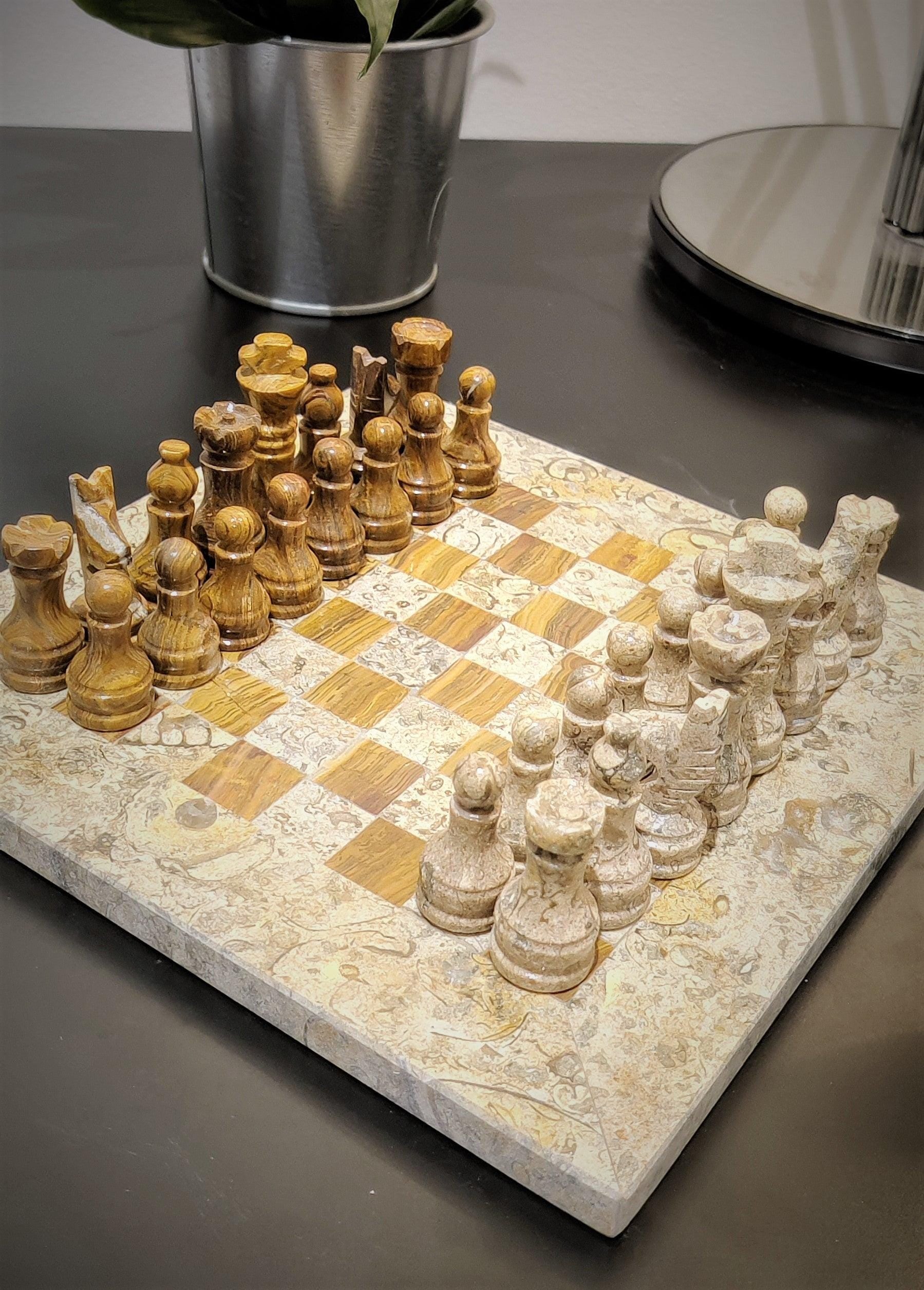 Chess | Chess Set | Marble Chess Set | Marble Chess | 8x8 inch Red & Stone | Handmade Chess Set | Home Decor, Chess Gift | Chess Board GOFIRE OUTLET