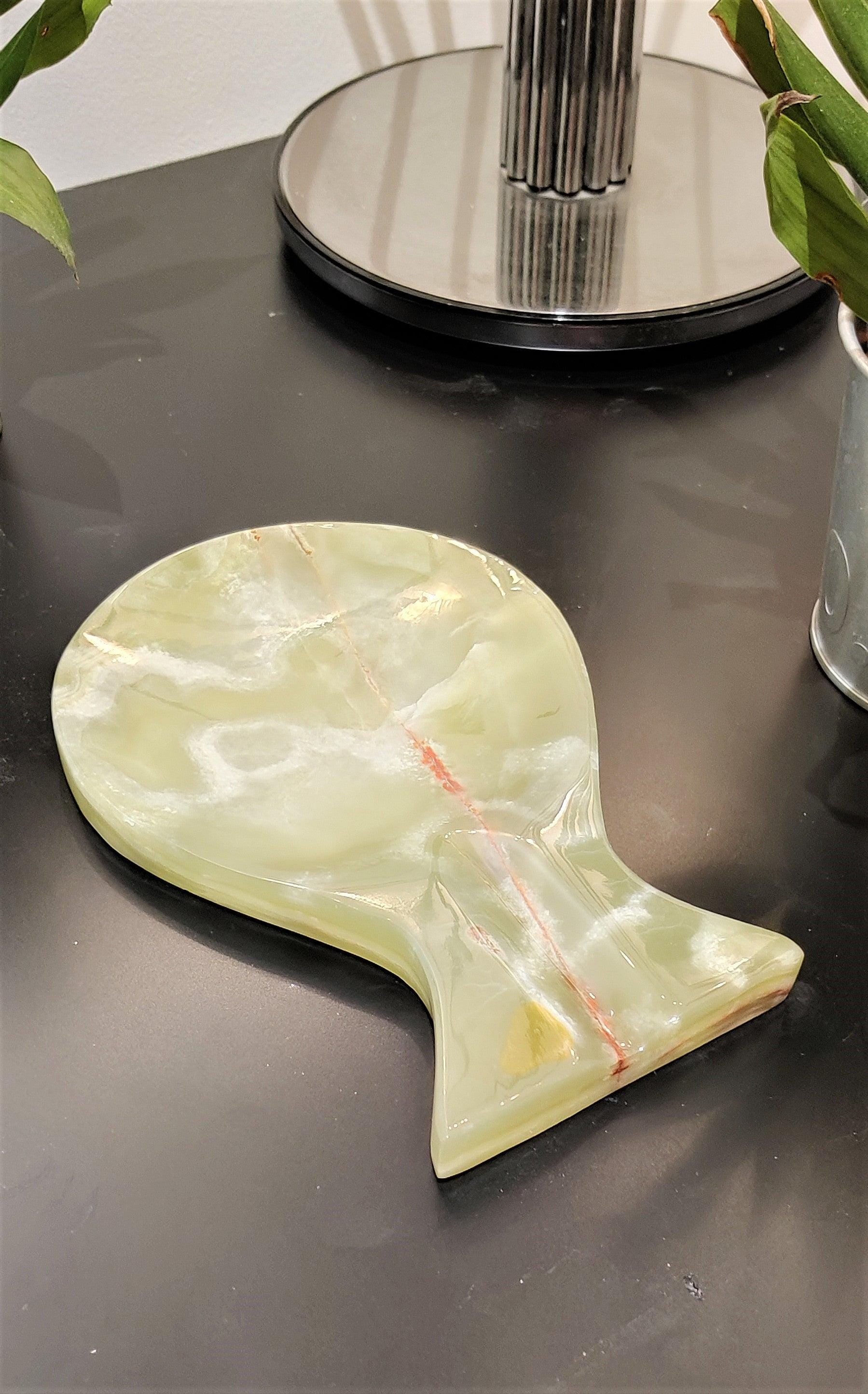 Marble Spoon Rest, Handmade Marble Black Spoon Ladle Utensil Rest, Kitchen Tool Holder (Green onyx), Gift For Home, Kitchen Décor, Kitchen My Store
