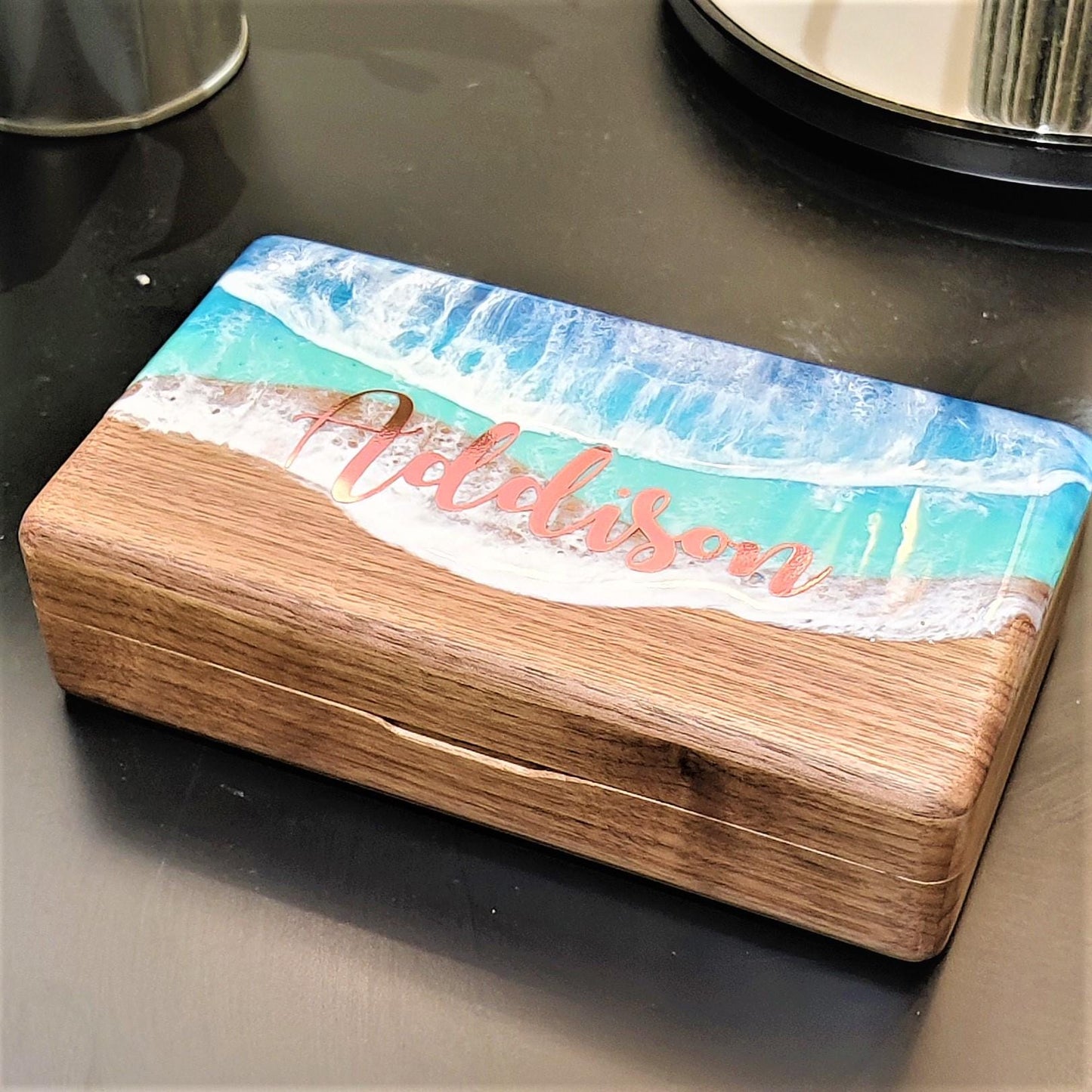 Personalized Ocean Resin Art Jewelry Box, Custom Jewelry Box, Travel Jewelry Box, Gift For Her, Wooden Jewelry Box, Personalized Jewelry Box GOFIRE OUTLET