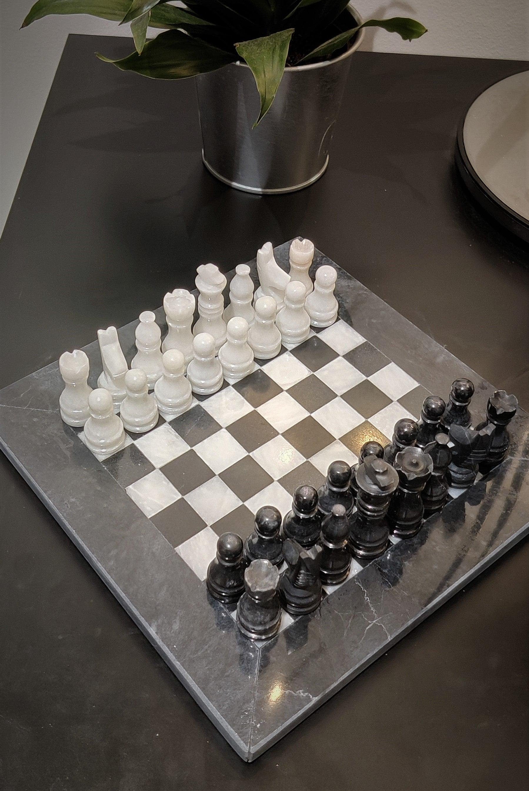 Chess | Chess Set | Marble Chess | Marble Chess Set |8x8 inch Black & White | Handmade Chess Set | Home Decor, Chess Gift | Chess Board GOFIRE OUTLET