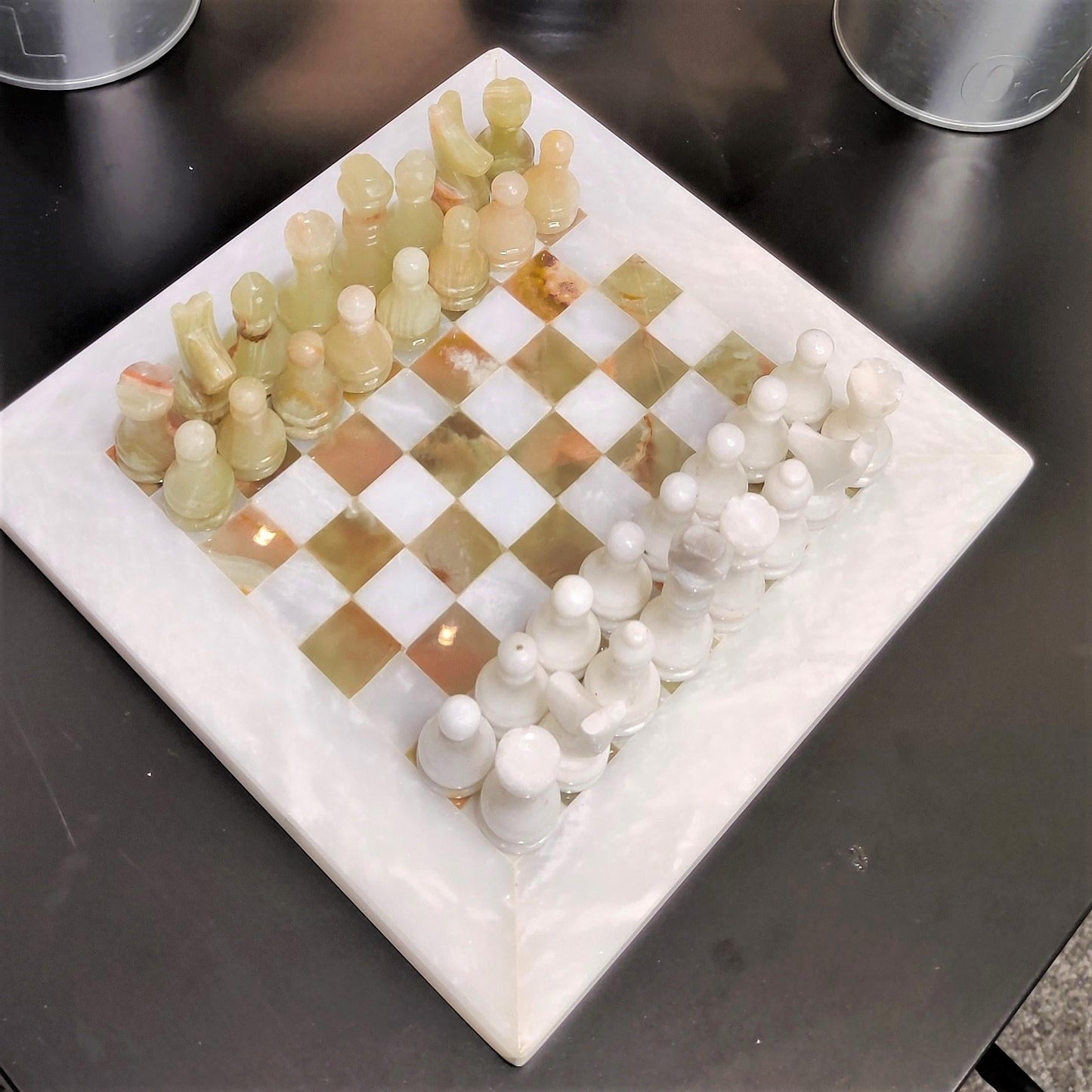 Marble Chess | Marble Chess Set | Chess in Onyx & White | Handmade |  Chess Gift | Home Decor | Onyx n White | Chess Board | Board Game GOFIRE OUTLET