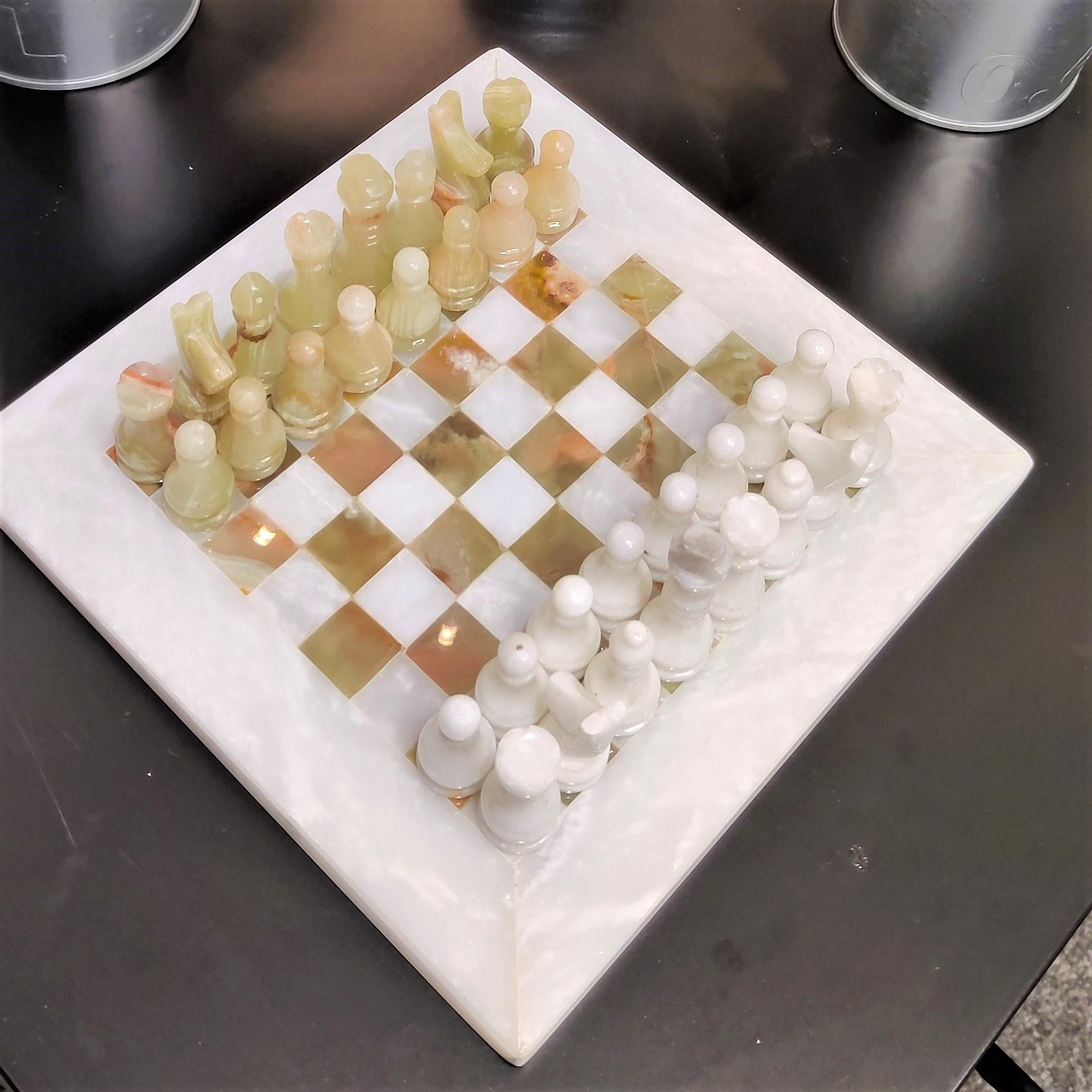 Marble Chess | Marble Chess Set | Chess in Onyx & White | Handmade |  Chess Gift | Home Decor | Onyx n White | Chess Board | Board Game GOFIRE OUTLET