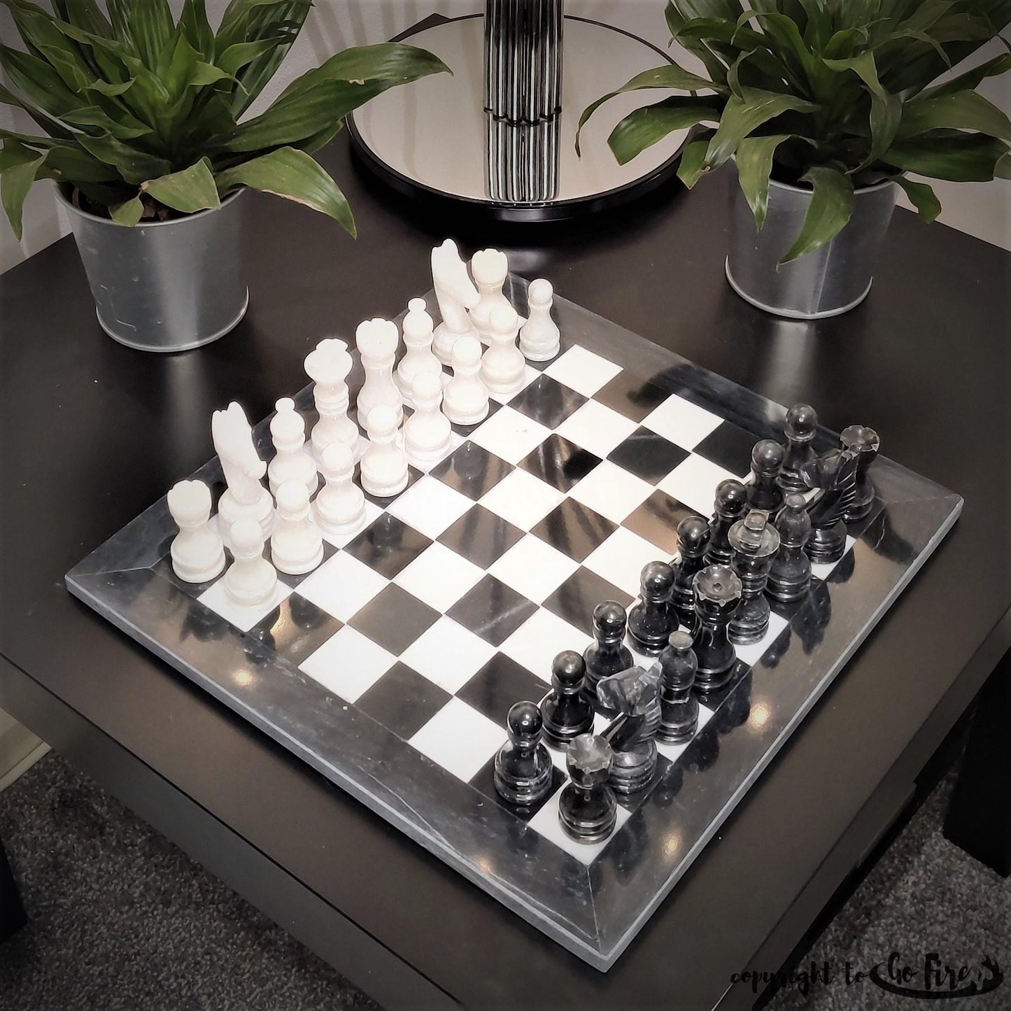 Marble Chess Set | Chess Board | Onyx Chess Set | Stone Chess | Gifts for Him | Christmas Gifts | Handmade in Black & White | Home Decor GOFIRE OUTLET