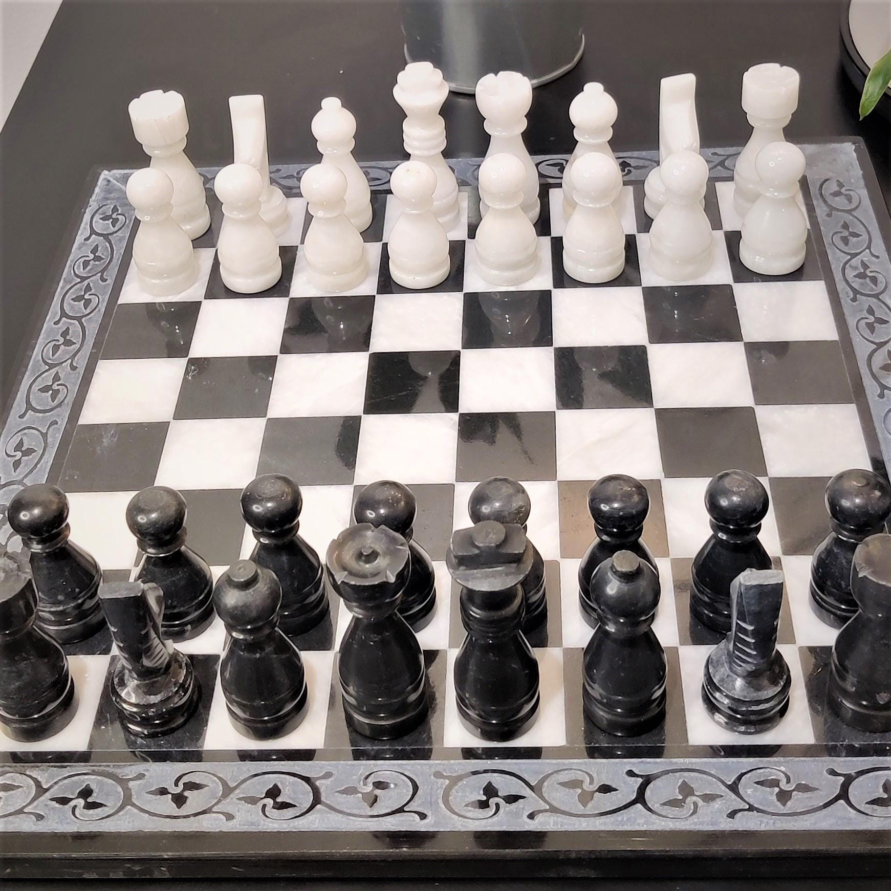 Marble Chess | Marble Chess Set | Stone Chess Set | Handmade Chess | Christmas Gift | Chess in White Black Carve Marble | Home Decor GOFIRE OUTLET