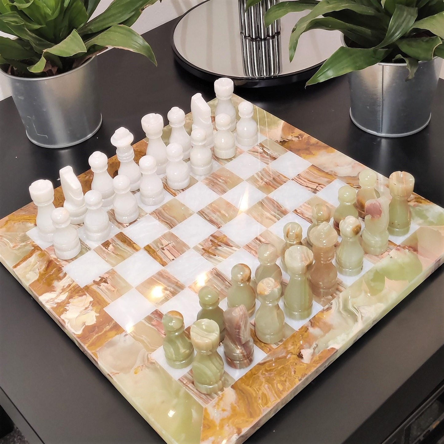 Chess | Chess Set | Marble Chess | Marble Chess Set | Gifts for Him | Christmas Gifts | Onyx & White Marble | Home Decor | Board Game GOFIRE OUTLET