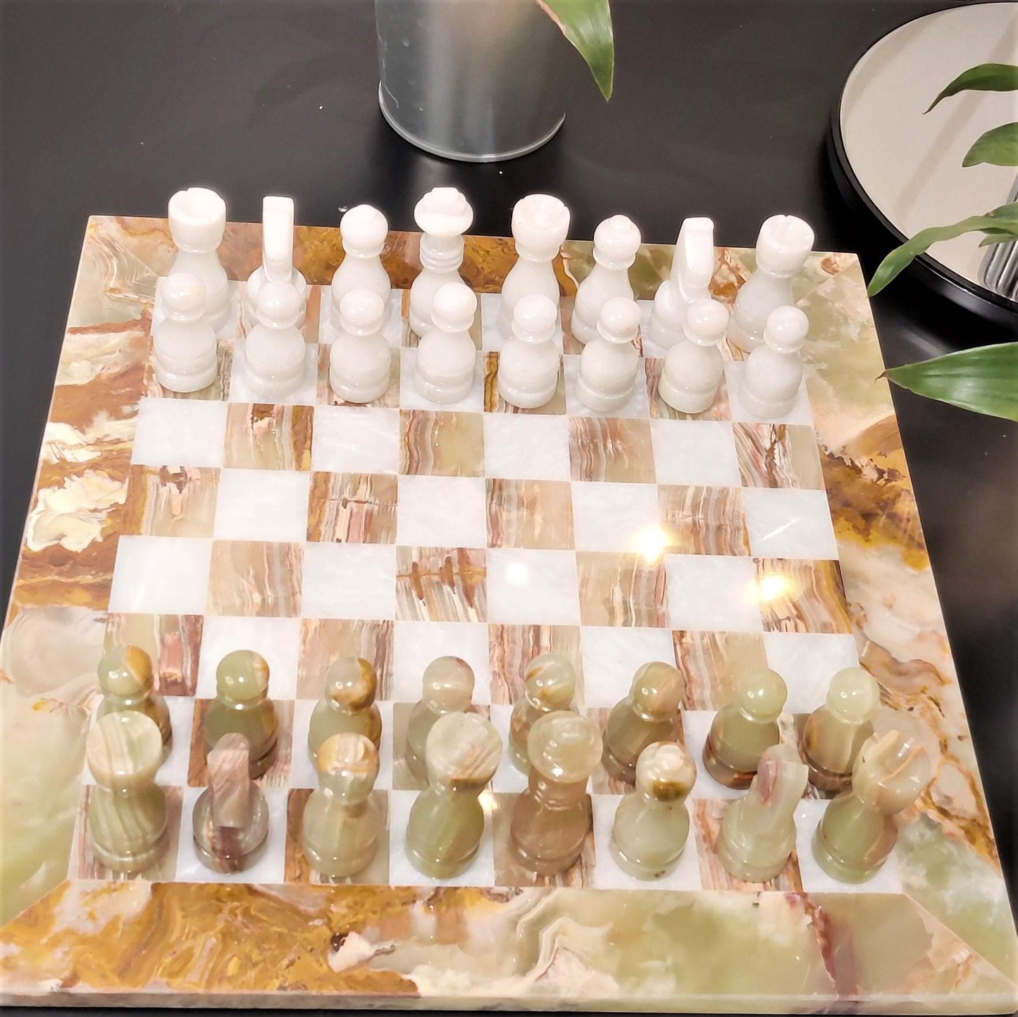 Chess | Chess Set | Marble Chess | Marble Chess Set | Gifts for Him | Christmas Gifts | Onyx & White Marble | Home Decor | Board Game GOFIRE OUTLET