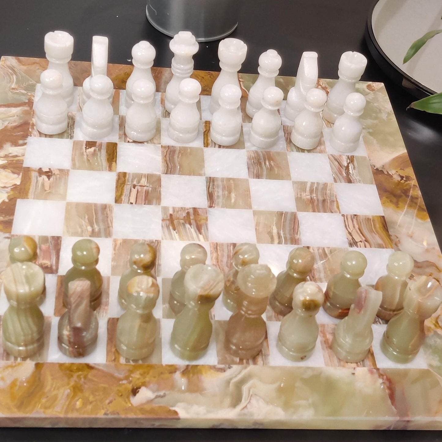 Chess | Chess Set | Marble Chess | Marble Chess Set | Gifts for Him | Christmas Gifts | Onyx & White Marble | Home Decor | Board Game GOFIRE OUTLET
