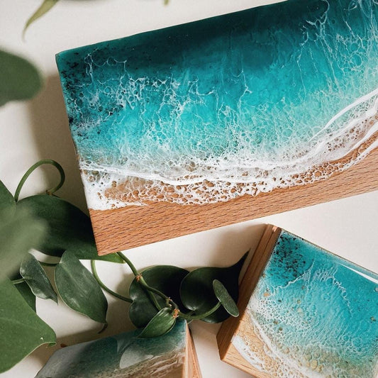 Ocean Resin Art Wood Box, Custom Jewelry Box, Travel Jewelry Box, Gift For Her, Wooden Jewelry Box, Personalized Jewelry Box GOFIRE OUTLET