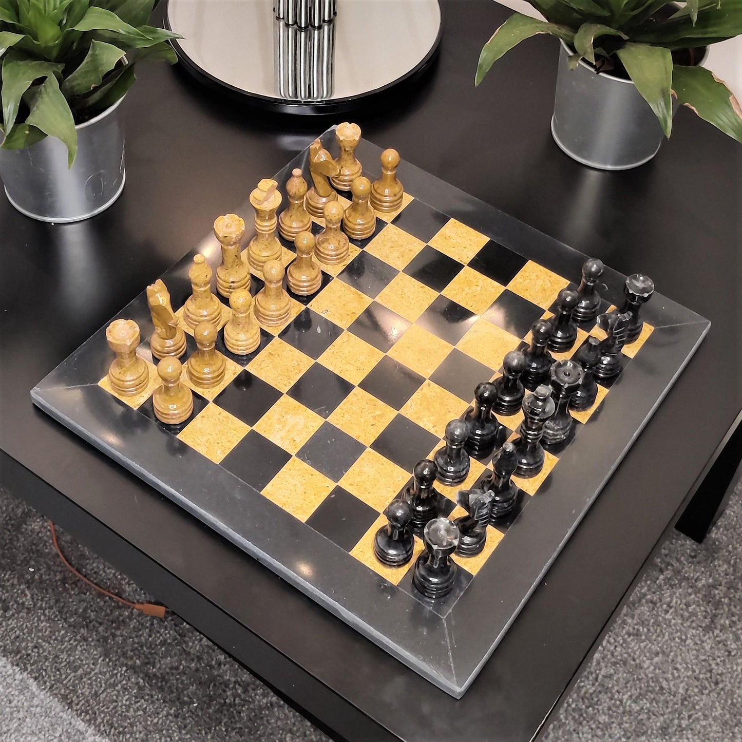 Chess | Marble Chess | Marble Chess Set | Chess Set | Gifts for Him | Christmas Gifts | Chess in Black & Golden Marble | Home Decor GOFIRE OUTLET