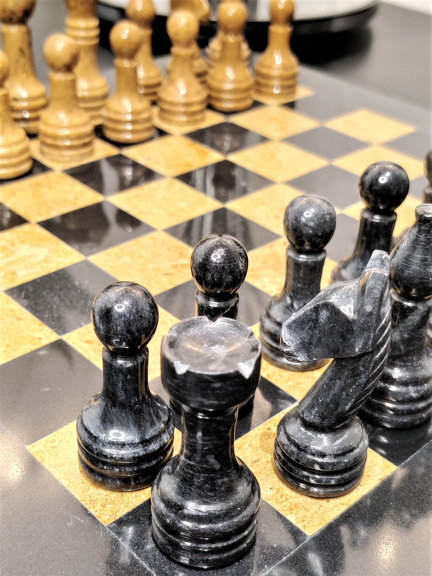 Chess | Marble Chess | Marble Chess Set | Chess Set | Gifts for Him | Christmas Gifts | Chess in Black & Golden Marble | Home Decor GOFIRE OUTLET