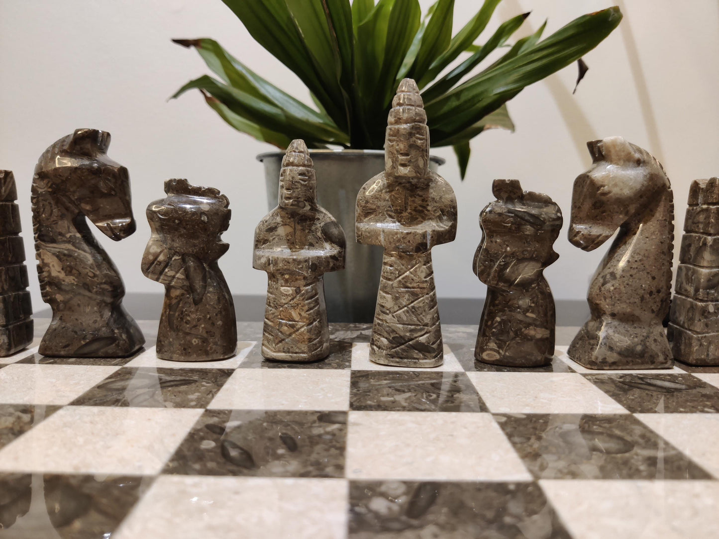 Chess | Marble Chess | Marble Chess Set | 15 x 15 inch Chess Set | Gifts for Him | Christmas Gifts | Grey & Stone Marble | Home Decor GOFIRE OUTLET