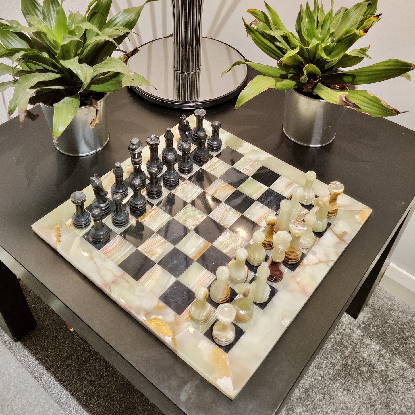 Chess | Marble Chess | Marble Chess Set | Chess Set | Gifts for Him | Christmas Gifts | Onyx & Black Marble | Home Decor | Handmade Chess GOFIRE OUTLET