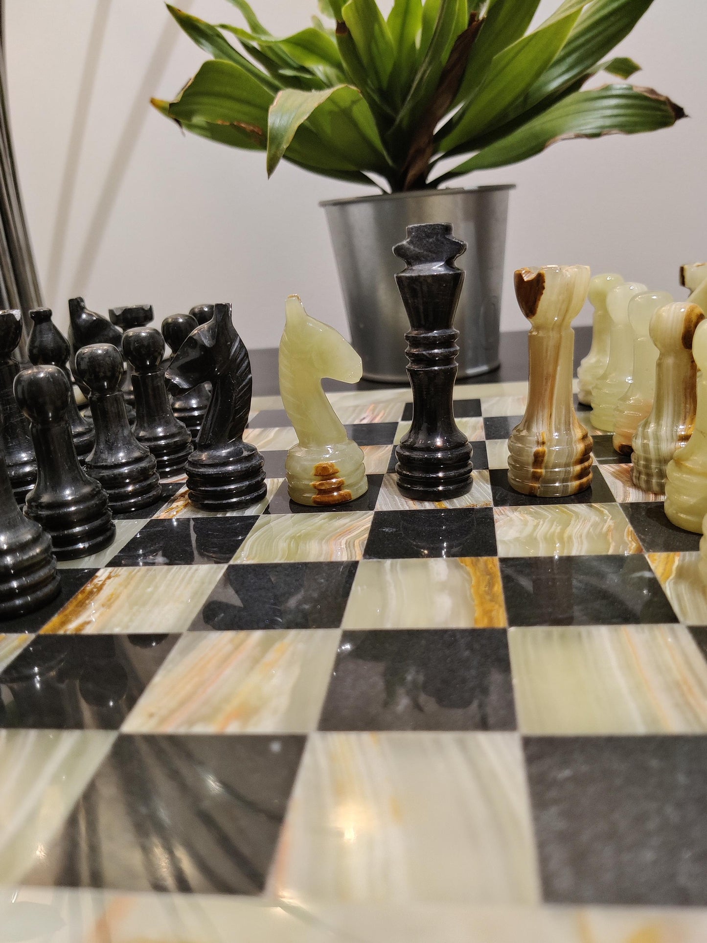 Chess | Marble Chess | Marble Chess Set | Chess Set | Gifts for Him | Christmas Gifts | Onyx & Black Marble | Home Decor | Handmade Chess GOFIRE OUTLET
