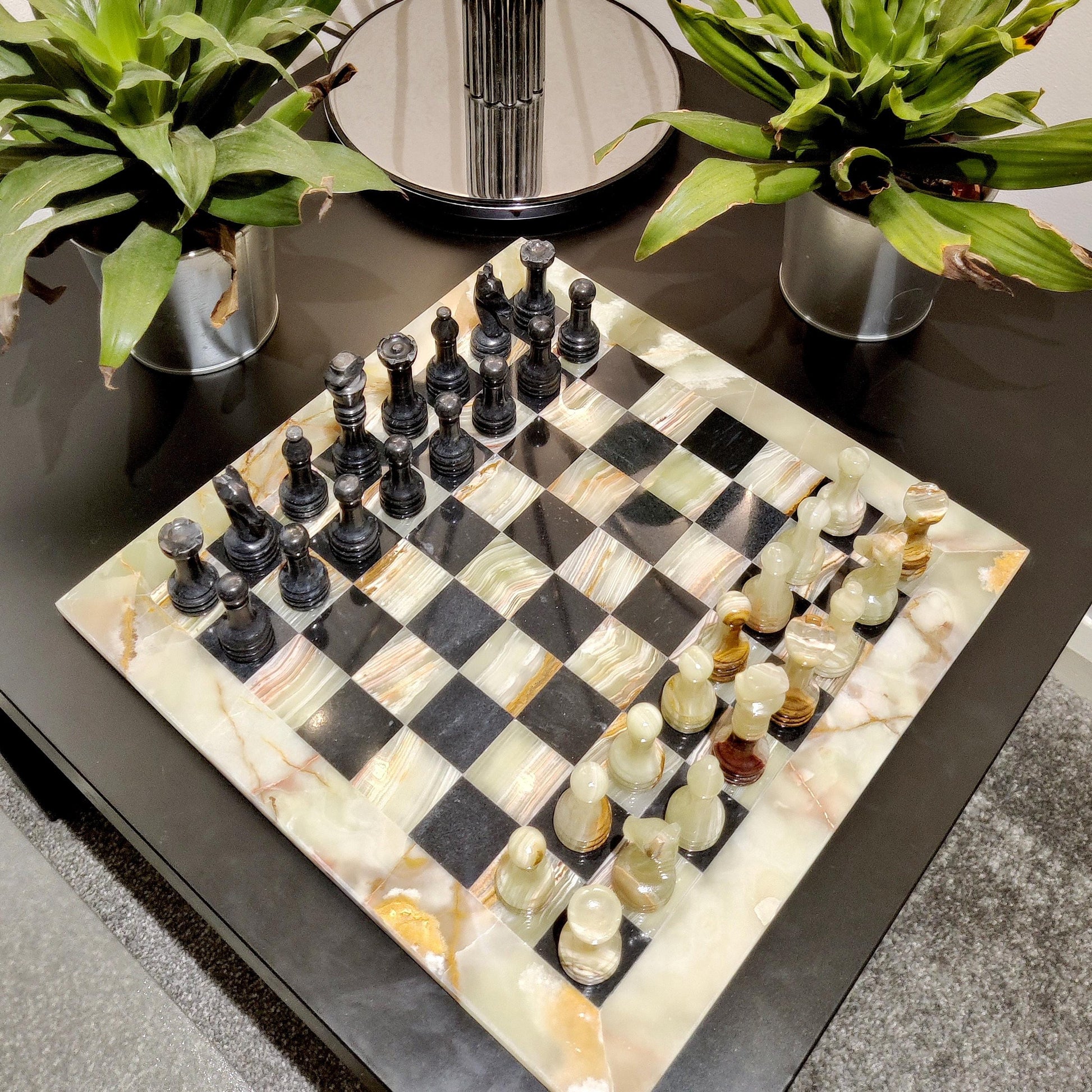 Chess | Marble Chess | Marble Chess Set | Chess Set | Gifts for Him | Christmas Gifts | Onyx & Black Marble | Home Decor | Handmade Chess GOFIRE OUTLET